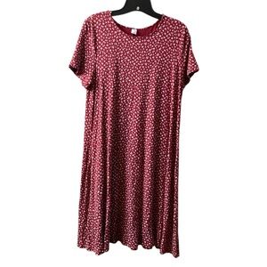 Old Navy Jersey Knit Red & White Floral Short Sleeve Swing Dress - Size Large